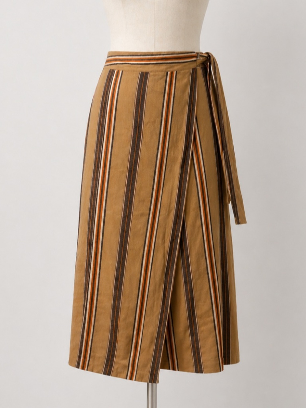 Vintage Worthington Linen Blend Midi Skirt Wrap Women Size 6 Fall Western